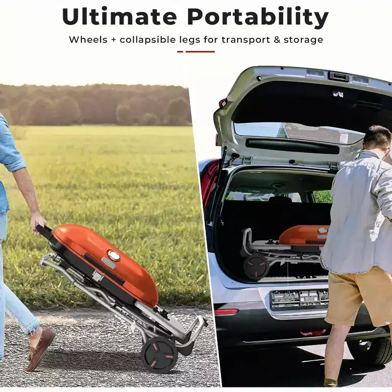 Barbecue portatif au propane ZAFRO, gril d'extérieur pliable de 15 000 BTU avec une surface de cuisson de 2 245 cm² pour le camping, les barbecues, les fêtes, le jardin, les sorties à la plage
