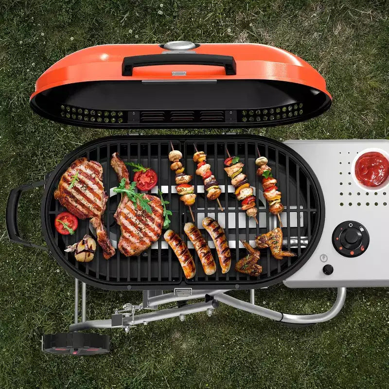 Barbecue portatif au propane ZAFRO, gril d'extérieur pliable de 15 000 BTU avec une surface de cuisson de 2 245 cm² pour le camping, les barbecues, les fêtes, le jardin, les sorties à la plage