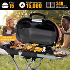 Barbecue portatif au propane ZAFRO, gril d'extérieur pliable de 15 000 BTU avec une surface de cuisson de 2 245 cm² pour le camping, les barbecues, les fêtes, le jardin, les sorties à la plage