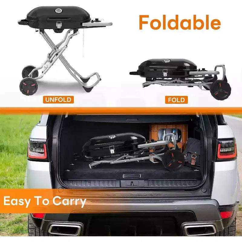 Barbecue portatif au propane ZAFRO, gril d'extérieur pliable de 15 000 BTU avec une surface de cuisson de 2 245 cm² pour le camping, les barbecues, les fêtes, le jardin, les sorties à la plage