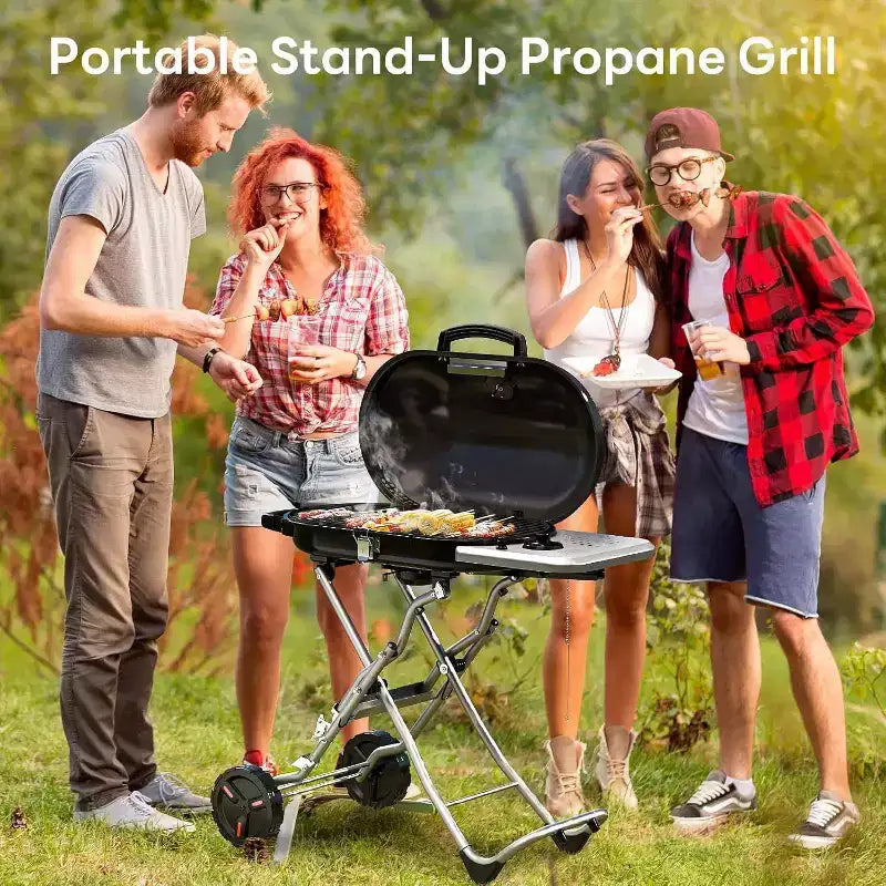 Barbecue portatif au propane ZAFRO, gril d'extérieur pliable de 15 000 BTU avec une surface de cuisson de 2 245 cm² pour le camping, les barbecues, les fêtes, le jardin, les sorties à la plage