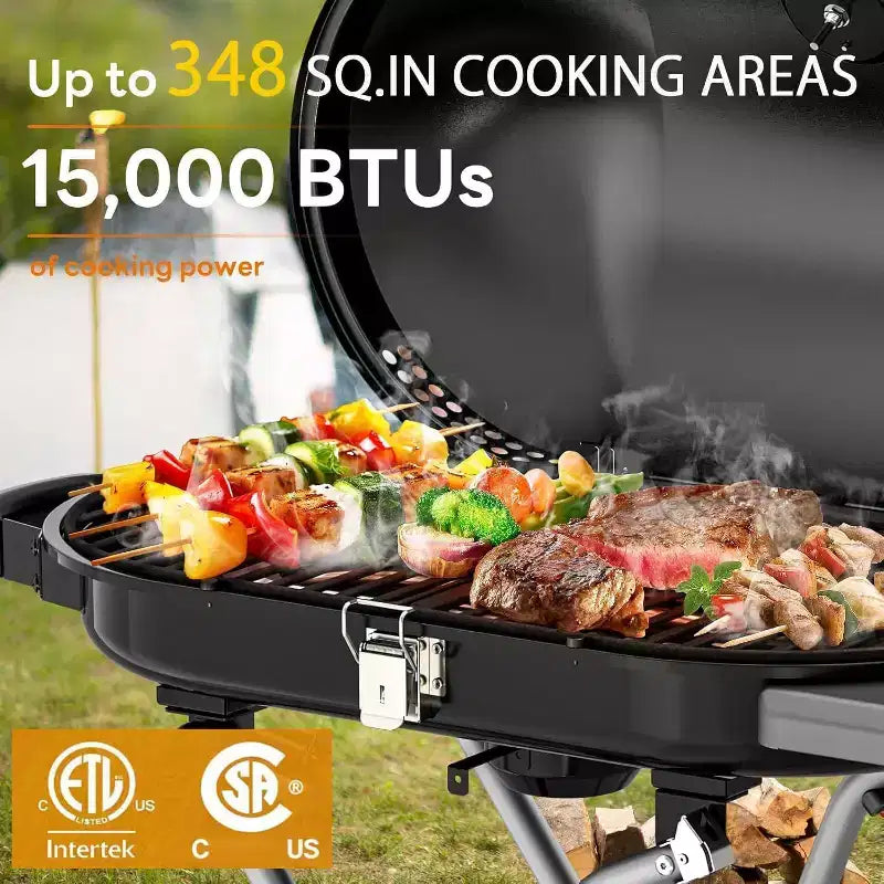 Barbecue portatif au propane ZAFRO, gril d'extérieur pliable de 15 000 BTU avec une surface de cuisson de 2 245 cm² pour le camping, les barbecues, les fêtes, le jardin, les sorties à la plage