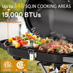 Barbecue portatif au propane ZAFRO, gril d'extérieur pliable de 15 000 BTU avec une surface de cuisson de 2 245 cm² pour le camping, les barbecues, les fêtes, le jardin, les sorties à la plage