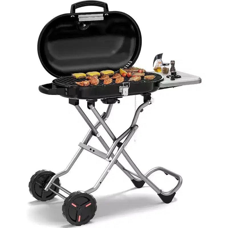 ZAFRO Portable Propane Gas Grill, 15,000 BTU Foldable Outdoor Grill with 348 Sq. In. Grilling Area for Camping, BBQ, Parties, Backyard, Beach Outings