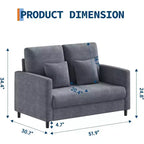Acekool 52 Small Loveseat Sofa, Chenille Upholstered Couch with Deep Seat & Padded Armrest for Living Room Bedroom