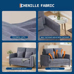 Acekool 52 Small Loveseat Sofa, Chenille Upholstered Couch with Deep Seat & Padded Armrest for Living Room Bedroom