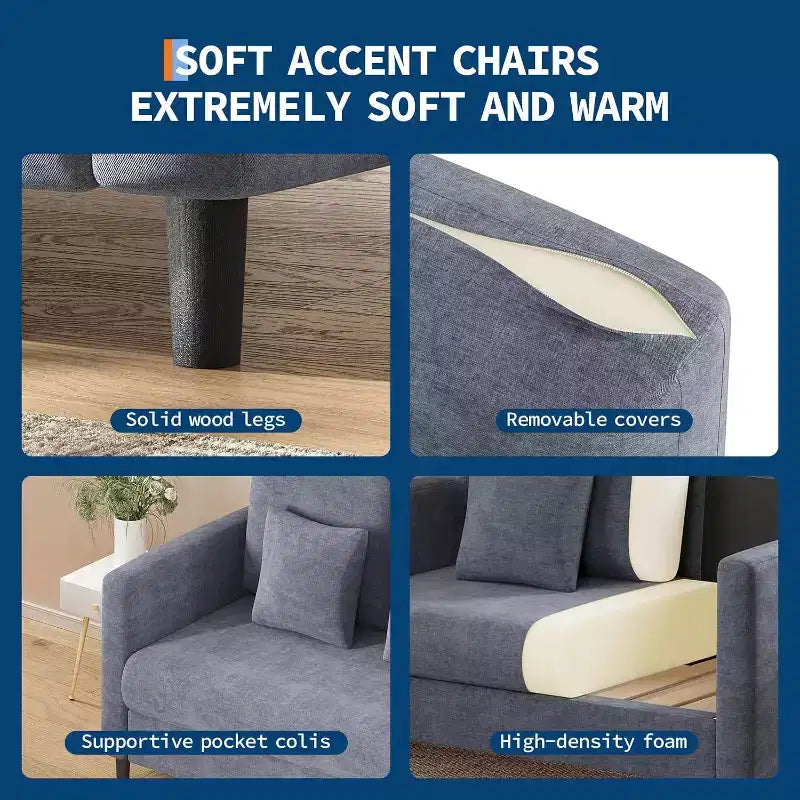 Acekool 52 Small Loveseat Sofa, Chenille Upholstered Couch with Deep Seat & Padded Armrest for Living Room Bedroom