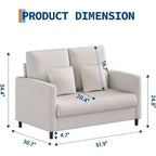 Acekool 52 Small Loveseat Sofa, Chenille Upholstered Couch with Deep Seat & Padded Armrest for Living Room Bedroom