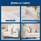 Acekool 52 Small Loveseat Sofa, Chenille Upholstered Couch with Deep Seat & Padded Armrest for Living Room Bedroom