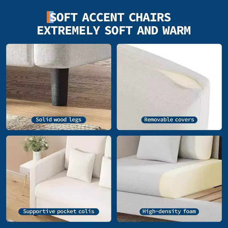 Acekool 52 Small Loveseat Sofa, Chenille Upholstered Couch with Deep Seat & Padded Armrest for Living Room Bedroom