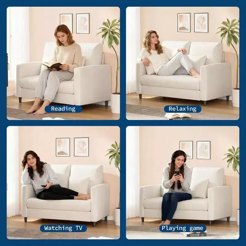 Acekool 52 Small Loveseat Sofa, Chenille Upholstered Couch with Deep Seat & Padded Armrest for Living Room Bedroom