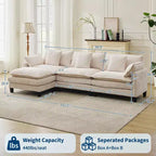 Canapé modulable en forme de L 95, canapé Cloud en tissu, canapé profond 4 places en chenille avec coussin lombaire et pouf mobile pour salon