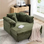 Oversized Chaise sofa Indoor, Comfy Corduroy Lounge Sofa , Wide Armrest Pads & Throw Pillows, Cozy Sleeper Couch for Living Room Apartments
