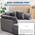 Oversized Chaise sofa Indoor, Comfy Corduroy Lounge Sofa , Wide Armrest Pads & Throw Pillows, Cozy Sleeper Couch for Living Room Apartments