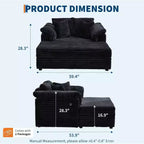 Oversized Chaise sofa Indoor, Comfy Corduroy Lounge Sofa , Wide Armrest Pads & Throw Pillows, Cozy Sleeper Couch for Living Room Apartments