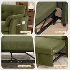 Dyonery Sleeper Sofa with Pull-Out Bed,3-in-1 Chenille Convertible Loveseat Sofa Bed,Reclining Backrest and Side Pocket,Tool-Free Assembly