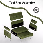 Dyonery Sleeper Sofa with Pull-Out Bed,3-in-1 Chenille Convertible Loveseat Sofa Bed,Reclining Backrest and Side Pocket,Tool-Free Assembly