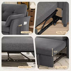 Dyonery Sleeper Sofa with Pull-Out Bed,3-in-1 Chenille Convertible Loveseat Sofa Bed,Reclining Backrest and Side Pocket,Tool-Free Assembly