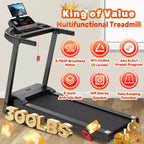 Inclined Treadmill w/ 300lb Capacity,3.75HP Folding Treadmill for Home,71 Program,APP Control,7.5MPH,HiFi Speaker,Shock-Absorbing, Knee Strap Gift
