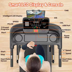 Inclined Treadmill w/ 300lb Capacity,3.75HP Folding Treadmill for Home,71 Program,APP Control,7.5MPH,HiFi Speaker,Shock-Absorbing, Knee Strap Gift
