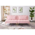 MAYEERTY Comfortable Teddy Fabric Futon Sofa Gold Metal Legs, Foam & Spring for Living Room Pink