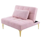 MAYEERTY Fauteuil une place futon en tissu Teddy confortable avec pieds en métal doré, mousse et ressorts pour salon, rose