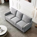MAYEERTY Canapé en bois massif et métal avec clous décoratifs argentés et rangement sous l'assise pour salon, gris