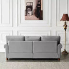MAYEERTY Canapé en bois massif et métal avec clous décoratifs argentés et rangement sous l'assise pour salon, gris