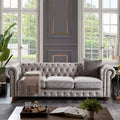MAYEERTY Solid Wood & Metal Frame Sofa with Line Fabric Bronze Nail Solid Wood Legs for Living Room Office Dark Gray