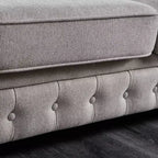 Canapé MAYEERTY avec structure en bois massif et métal, revêtement en tissu ligné, clous bronze et pieds en bois massif pour salon ou bureau Gris foncé