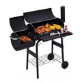 BBQ Charcoal Grill with Offest Smokers, Outdoor Barbecue Smoker Grill Combo with Wheels, Barrel Grill for Backyard Patio Camping Picnic and Party