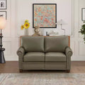 MAYEERTY Smooth PU Upholsterey Sofa with Sliver Nail Decor 2 Removable Under-Seat Storage Boxes for Living Room Gray