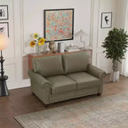 Canapé en PU lisse MAYEERTY avec clous décoratifs argentés et 2 boîtes de rangement amovibles sous l'assise pour salon, gris