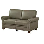 Canapé en PU lisse MAYEERTY avec clous décoratifs argentés et 2 boîtes de rangement amovibles sous l'assise pour salon, gris