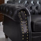 MAYEERTY 85.8 Living Room Chesterfield Sofa Classic Tufted Design Faux Leather PU Upholstered Sofa with Storage Black