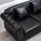 MAYEERTY 85.8 Living Room Chesterfield Sofa Classic Tufted Design Faux Leather PU Upholstered Sofa with Storage Black