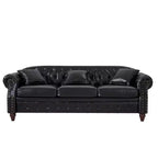 MAYEERTY 85.8 Living Room Chesterfield Sofa Classic Tufted Design Faux Leather PU Upholstered Sofa with Storage Black