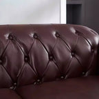 MAYEERTY 85.8 Living Room Chesterfield Sofa Classic Tufted Design Faux Leather PU Upholstered Sofa with Storage Burgundy