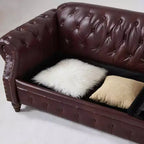 MAYEERTY 85.8 Living Room Chesterfield Sofa Classic Tufted Design Faux Leather PU Upholstered Sofa with Storage Burgundy