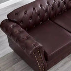 MAYEERTY 85.8 Living Room Chesterfield Sofa Classic Tufted Design Faux Leather PU Upholstered Sofa with Storage Burgundy