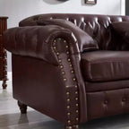 MAYEERTY 85.8 Living Room Chesterfield Sofa Classic Tufted Design Faux Leather PU Upholstered Sofa with Storage Burgundy