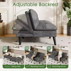 Celebalcony Velvet Futon Couch Sofa with Adjustable Backrest, Small Convertible Folding Sofa Bed, Modern Loveseat for Living Room, Small Space