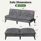 Celebalcony Velvet Futon Couch Sofa with Adjustable Backrest, Small Convertible Folding Sofa Bed, Modern Loveseat for Living Room, Small Space