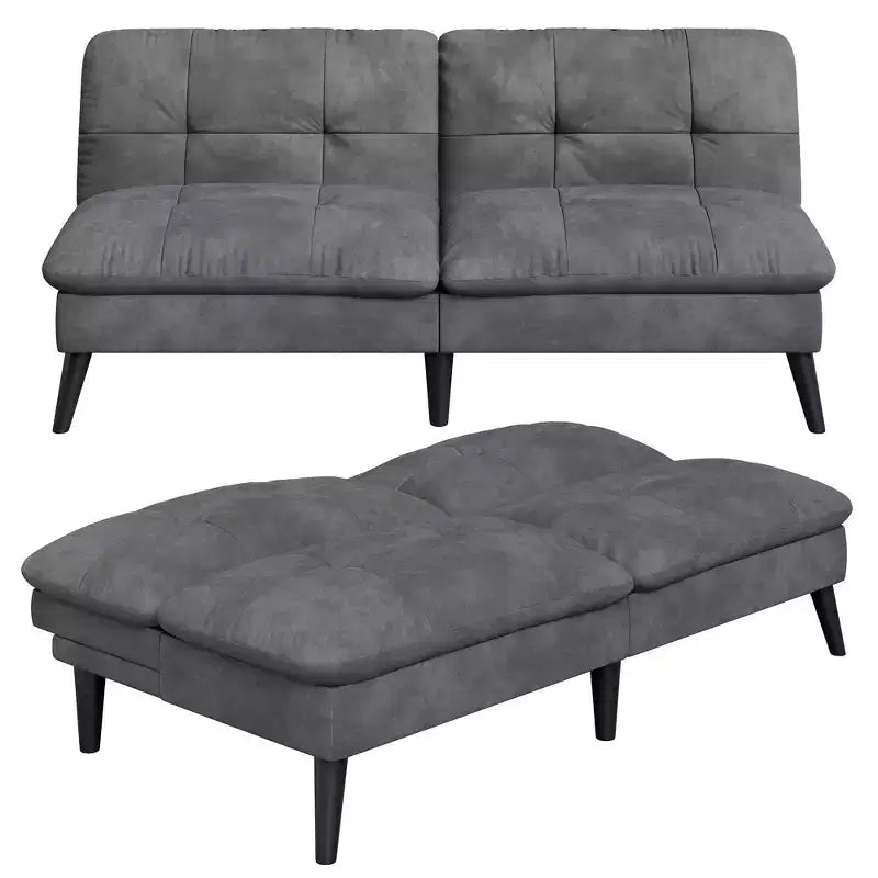 Celebalcony Velvet Futon Couch Sofa with Adjustable Backrest, Small Convertible Folding Sofa Bed, Modern Loveseat for Living Room, Small Space