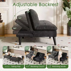 Celebalcony Velvet Futon Couch Sofa with Adjustable Backrest, Small Convertible Folding Sofa Bed, Modern Loveseat for Living Room, Small Space