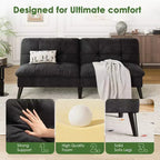 Celebalcony Velvet Futon Couch Sofa with Adjustable Backrest, Small Convertible Folding Sofa Bed, Modern Loveseat for Living Room, Small Space