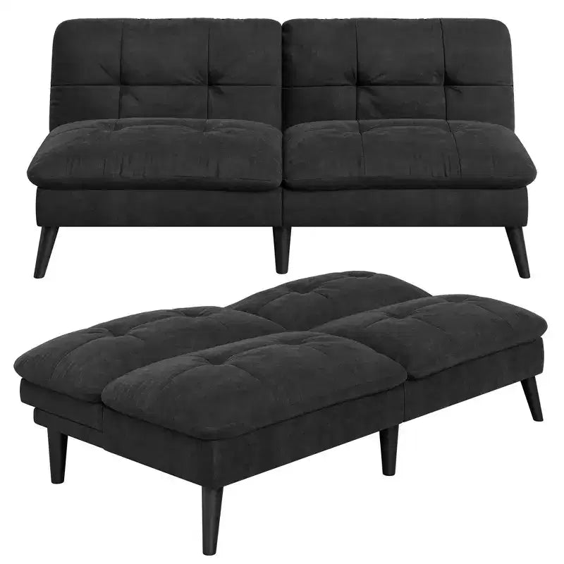 Celebalcony Velvet Futon Couch Sofa with Adjustable Backrest, Small Convertible Folding Sofa Bed, Modern Loveseat for Living Room, Small Space