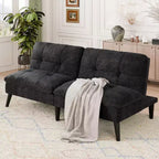Celebalcony Velvet Futon Couch Sofa with Adjustable Backrest, Small Convertible Folding Sofa Bed, Modern Loveseat for Living Room, Small Space