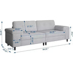 85 Inch Modern 3 Seater Sofa for Living Room, Deep Seat Chenille Couch with Adjustable Wide Armrest & Plush Backrest,Button Tufted Comfy Bedroom Sofa