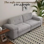 85 Inch Modern 3 Seater Sofa for Living Room, Deep Seat Chenille Couch with Adjustable Wide Armrest & Plush Backrest,Button Tufted Comfy Bedroom Sofa